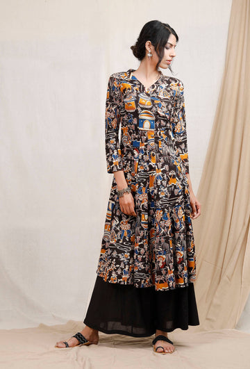 Handcrafted cotton anarkali kurta
